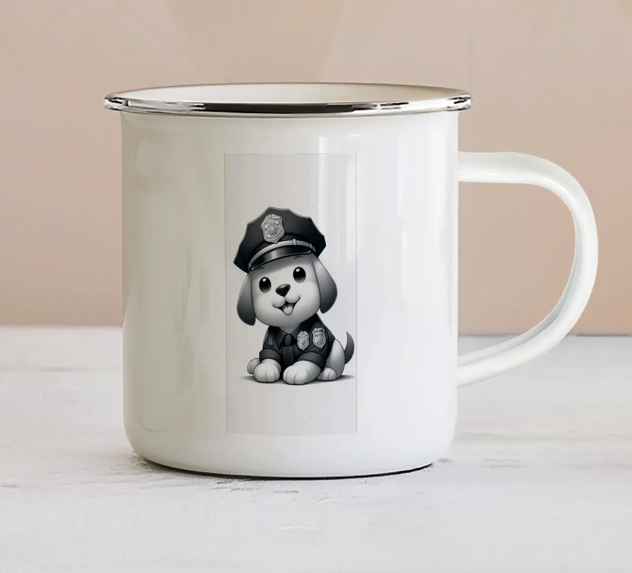 Simpatico cane in uniforme da poliziotto tazza in smalto da BenCoStyle