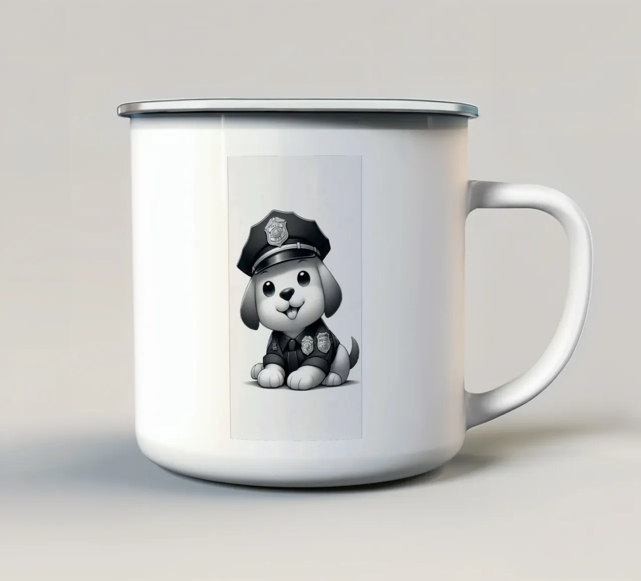 Simpatico cane in uniforme da poliziotto tazza in smalto da BenCoStyle
