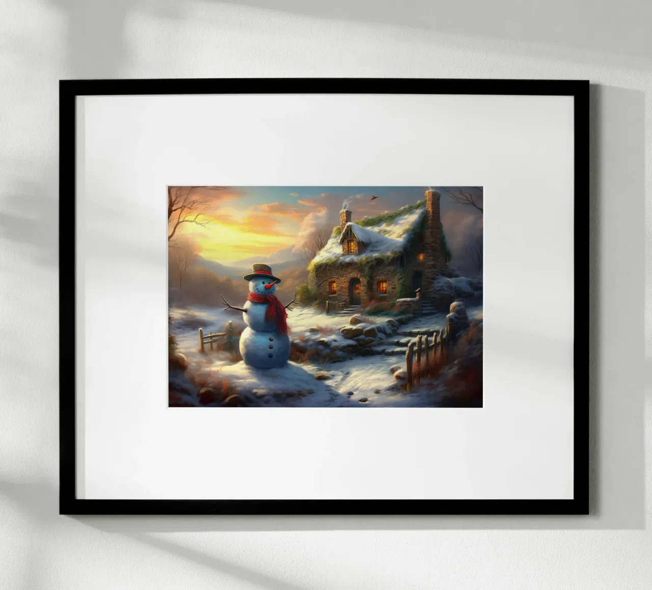 Pupazzo di neve di Natale poster con telaio in alluminio da Stellar Creative