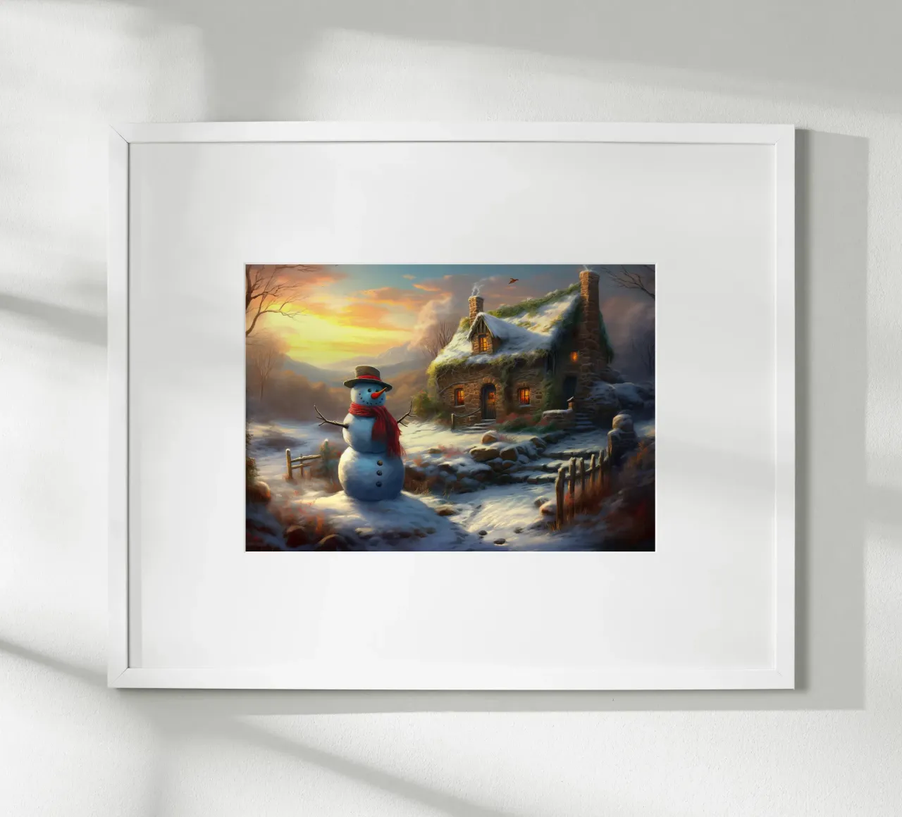 Pupazzo di neve di Natale poster con telaio in alluminio da Stellar Creative