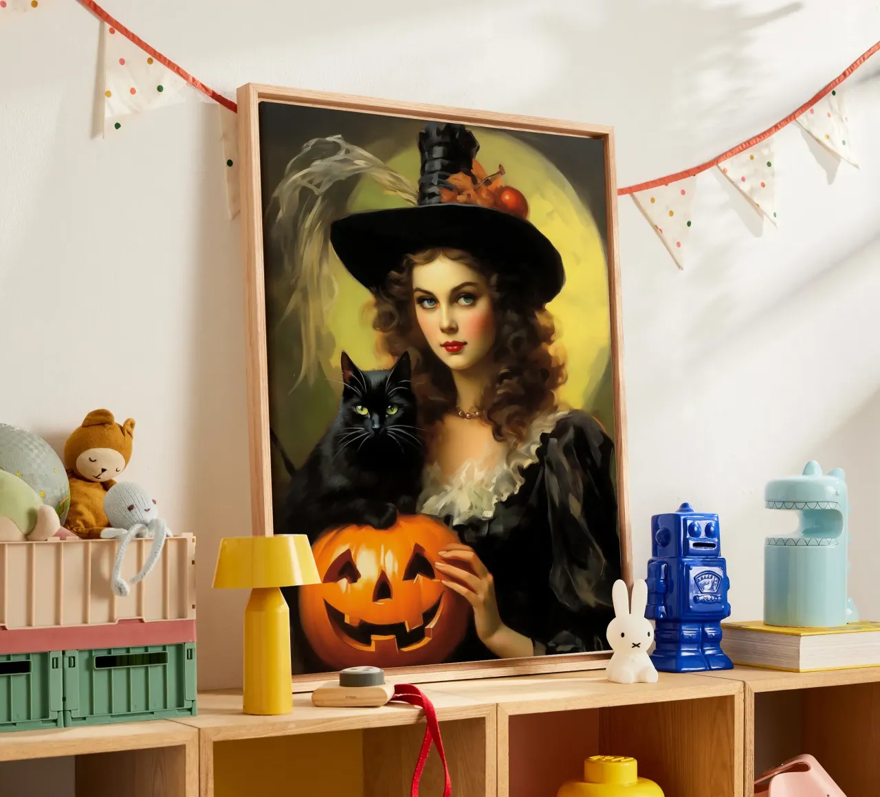 Vintage Halloween Witch canvas with Floater frame by Stellar Creative
