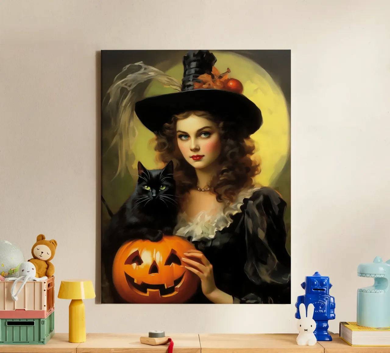 Vintage Halloween Witch canvas with Floater frame by Stellar Creative
