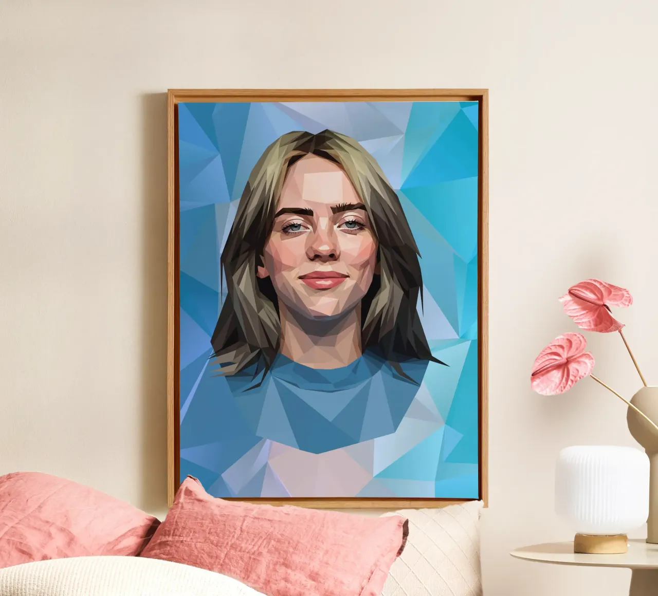 Billie Eilish Lowpoly tela con Cornice a cassetta da Low Profile