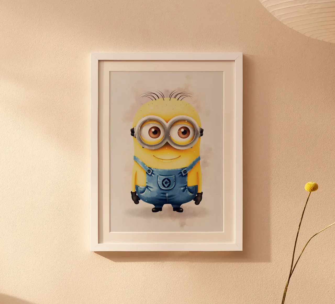 Cute Minion Watercolor poster con telaio in legno da CreativeStudio