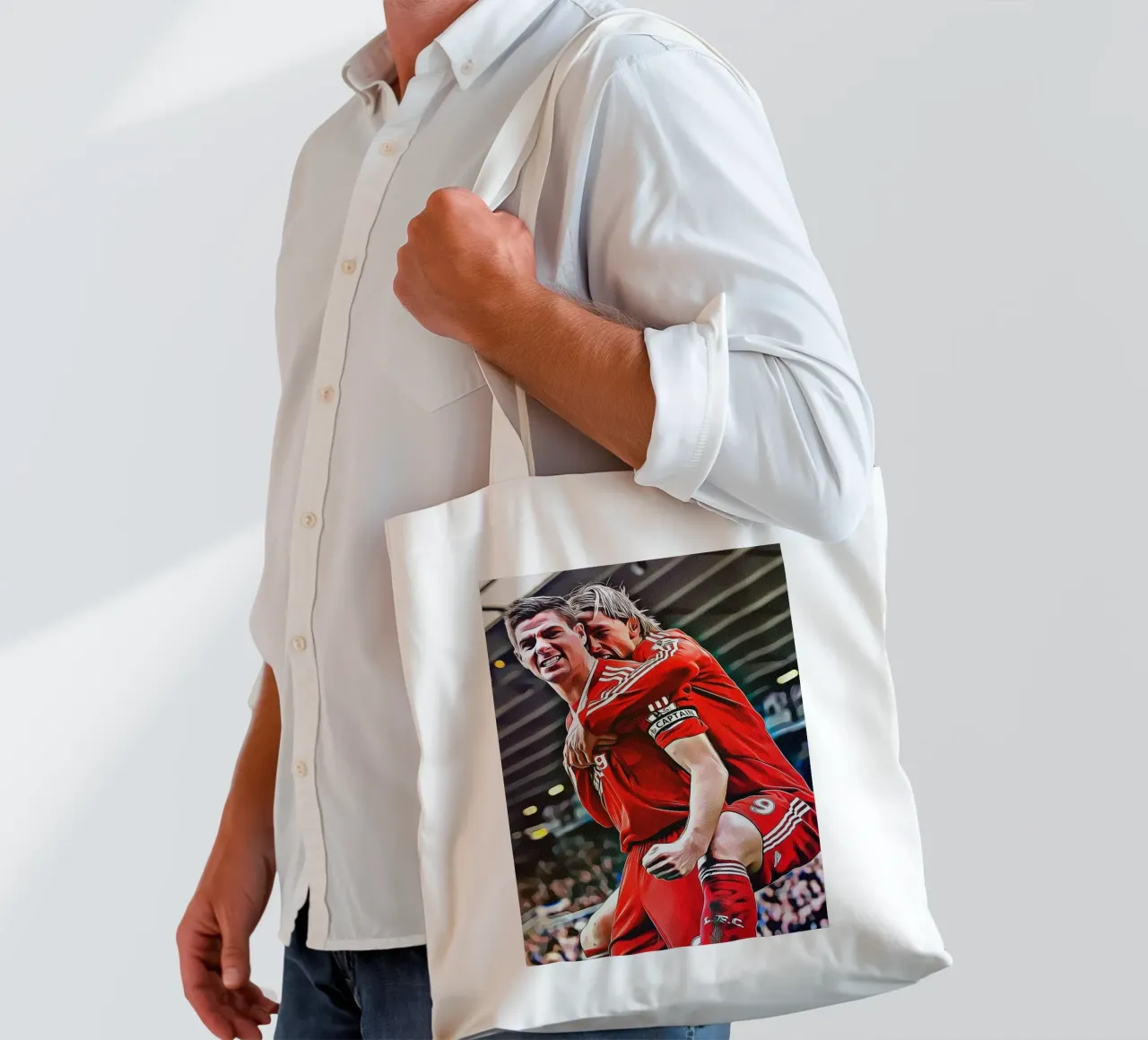 Poster delle celebrazioni iconiche di Steven Gerrard e Fernando Torres borsa in juta da ArdanART