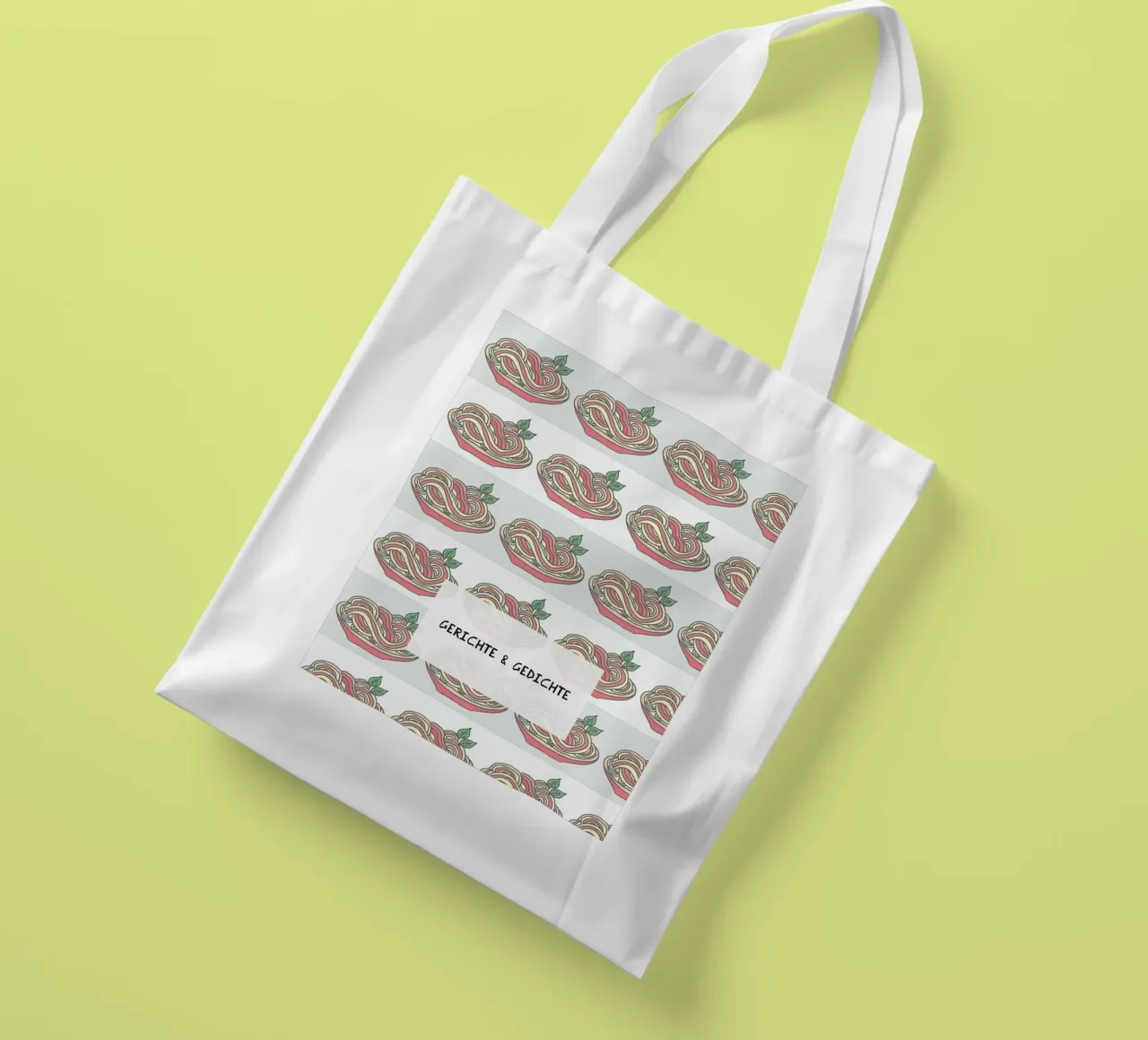 Poesie e piatti - Spaghetti con salsa di pomodoro al basilico borsa in juta da PaperLine Art