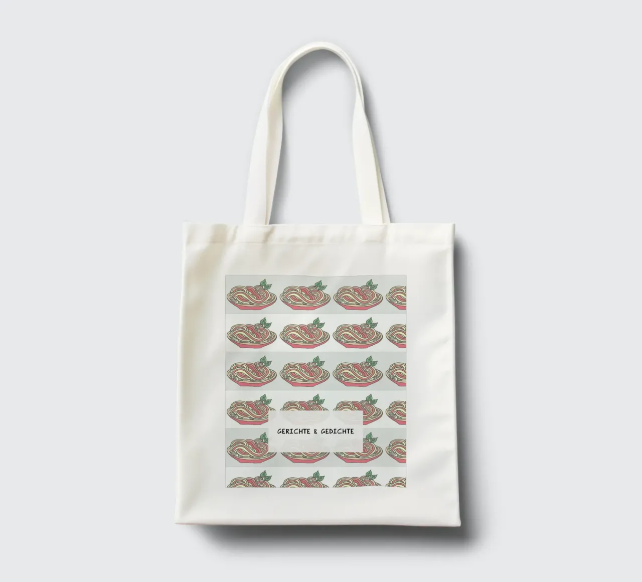 Poesie e piatti - Spaghetti con salsa di pomodoro al basilico borsa in juta da PaperLine Art