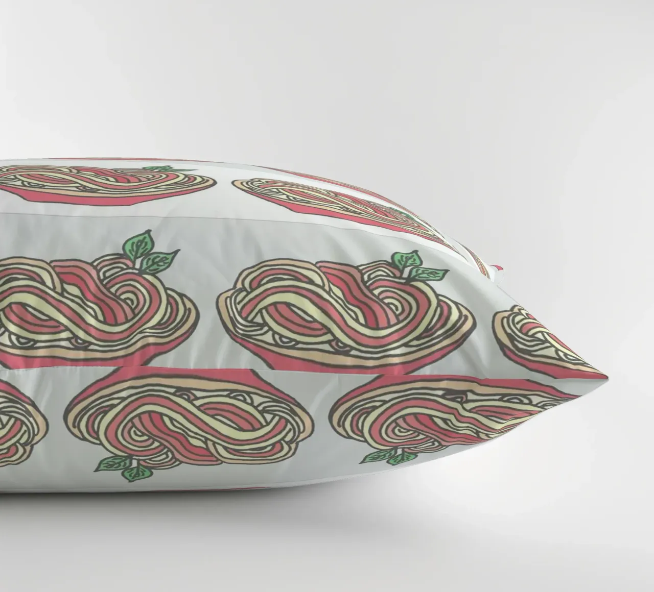 Poesie e piatti - Spaghetti con salsa di pomodoro al basilico cuscino da PaperLine Art