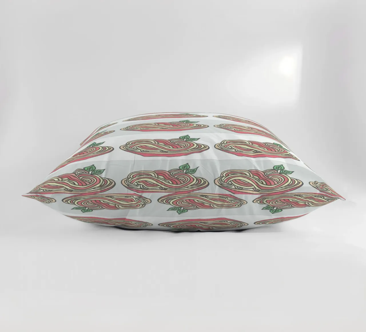 Poesie e piatti - Spaghetti con salsa di pomodoro al basilico cuscino da PaperLine Art