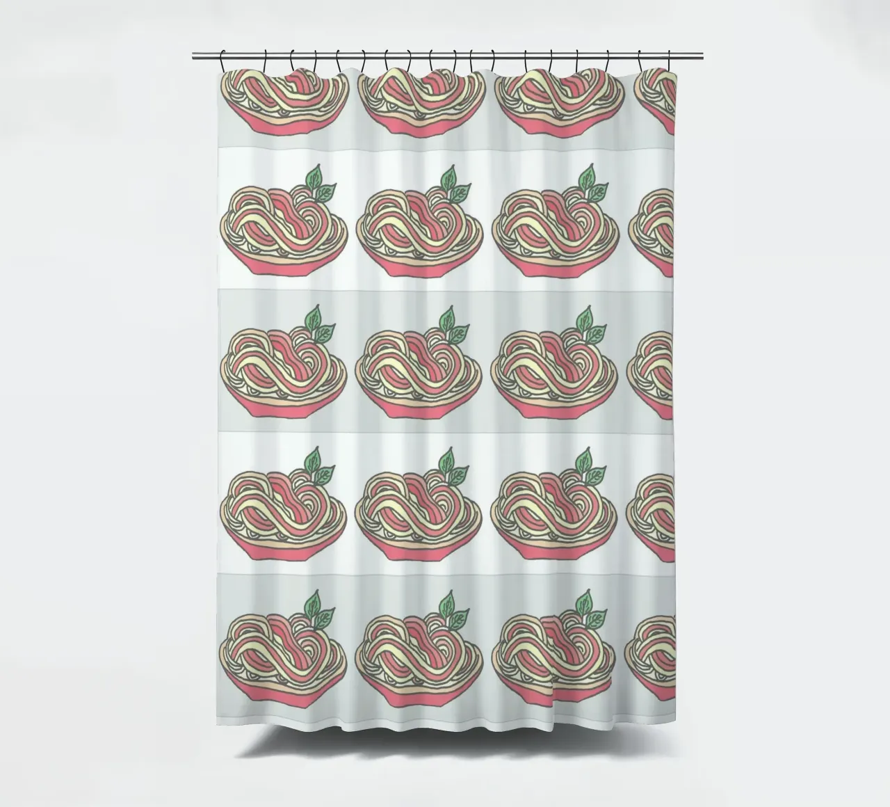 Poesie e piatti - Spaghetti con salsa di pomodoro al basilico tenda da doccia da PaperLine Art
