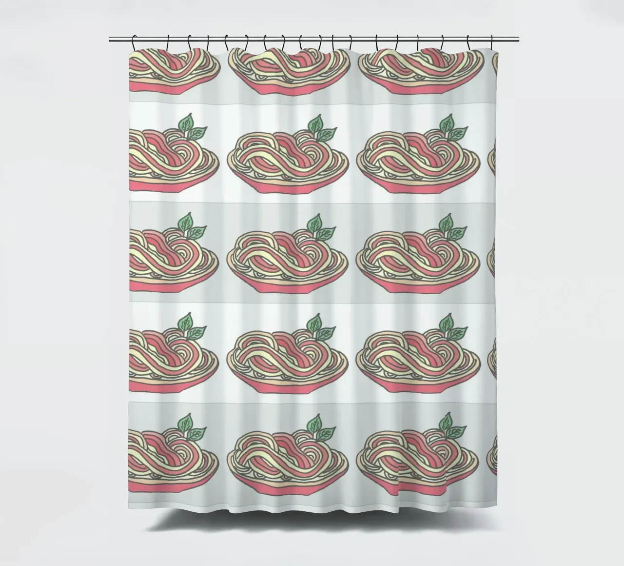 Poesie e piatti - Spaghetti con salsa di pomodoro al basilico tenda da doccia da PaperLine Art