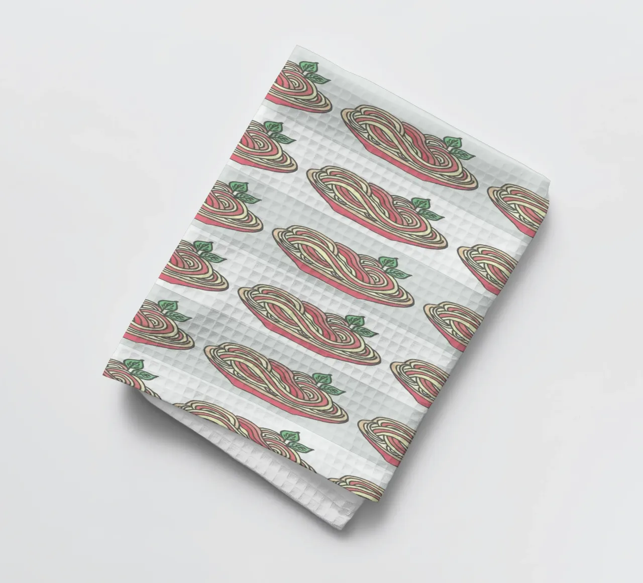 Poesie e piatti - Spaghetti con salsa di pomodoro al basilico canovaccio da cucina da PaperLine Art