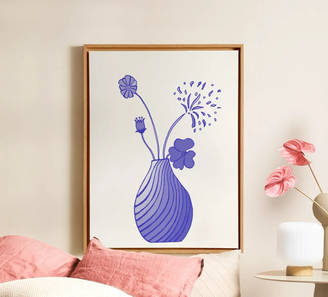 Segreto blu - Fiori tela con Cornice a cassetta da PaperLine Art