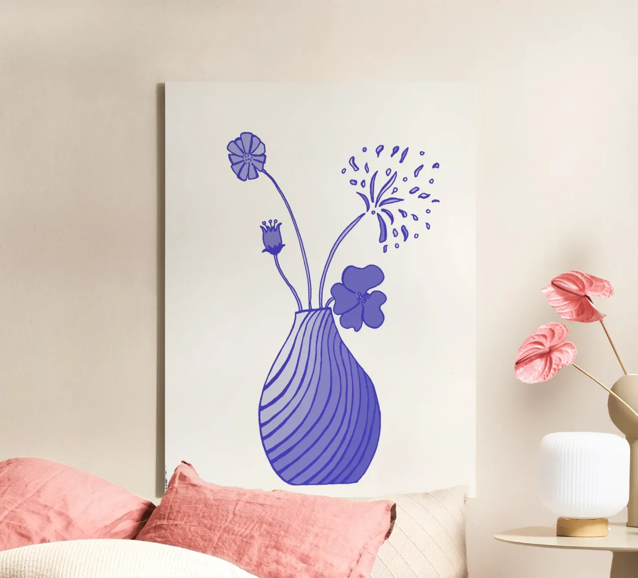 Segreto blu - Fiori tela con Cornice a cassetta da PaperLine Art
