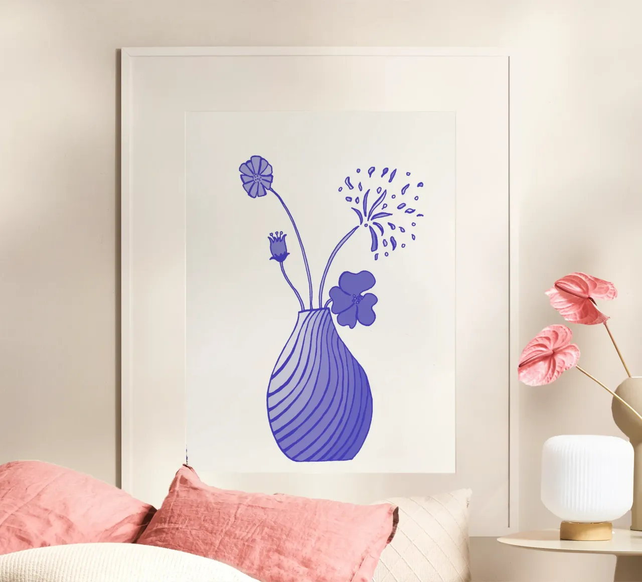 Segreto blu - Fiori poster con telaio in alluminio da PaperLine Art