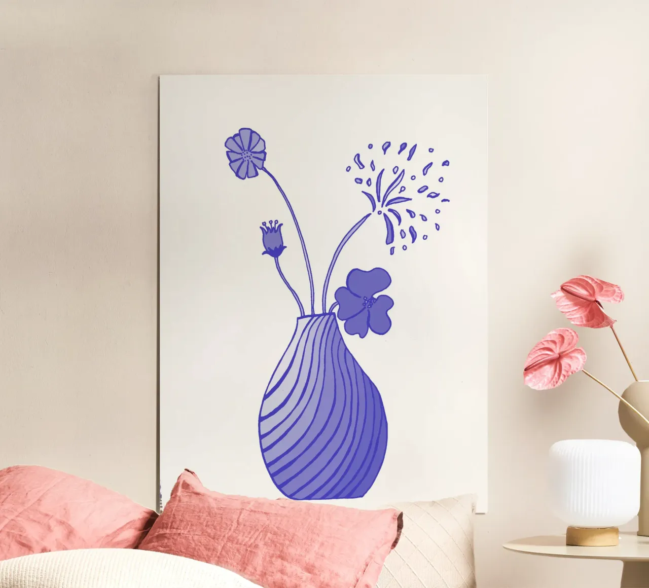 Segreto blu - Fiori poster con telaio in alluminio da PaperLine Art