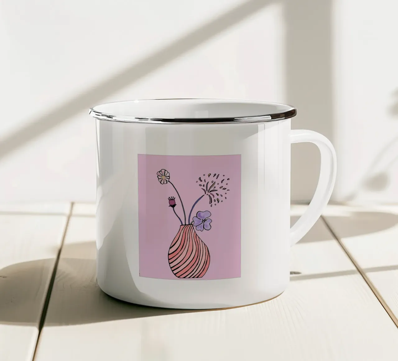 Vaso di fiori minimalista tazza in smalto da PaperLine Art