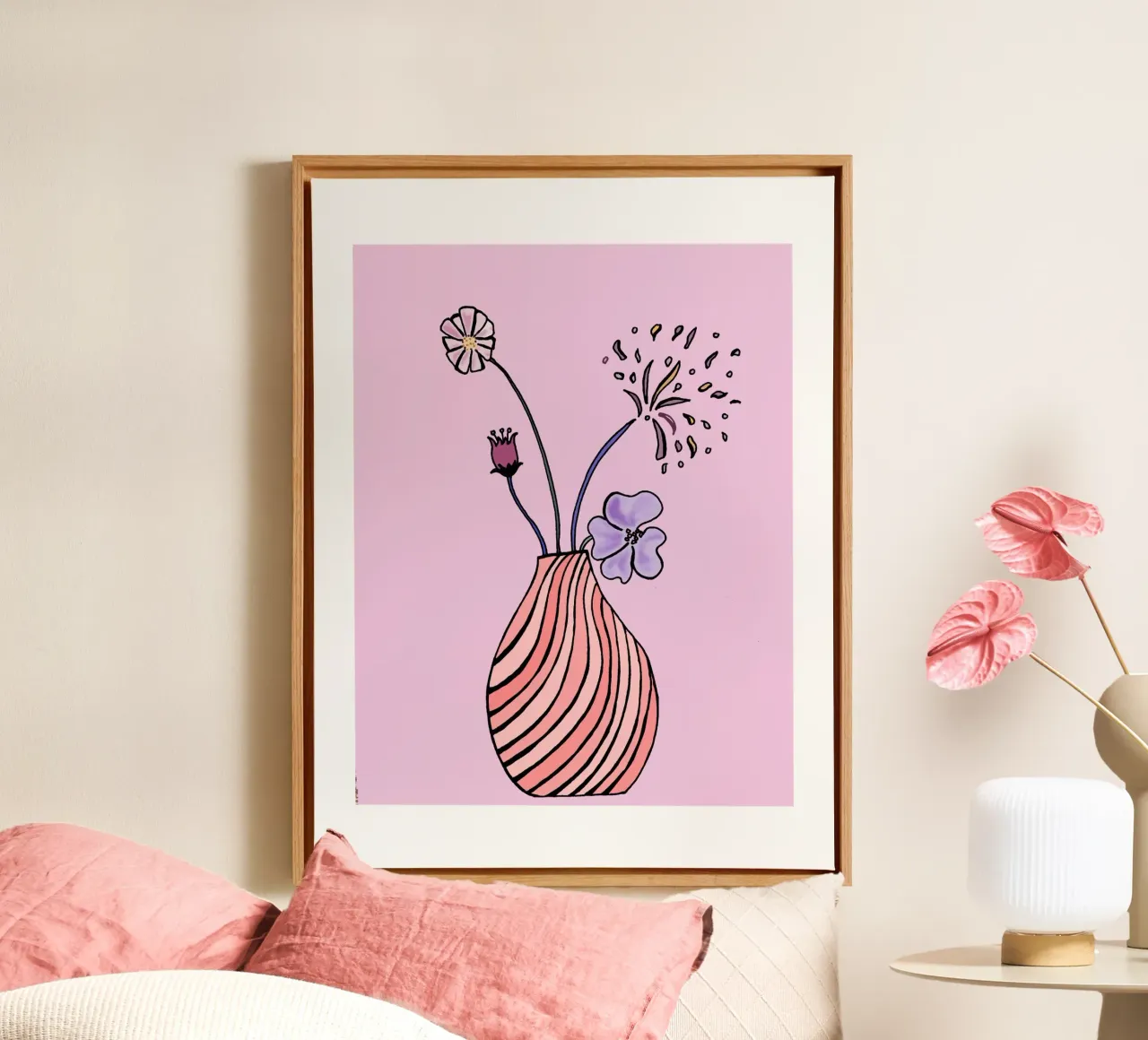 Vaso di fiori minimalista tela con Cornice a cassetta da PaperLine Art