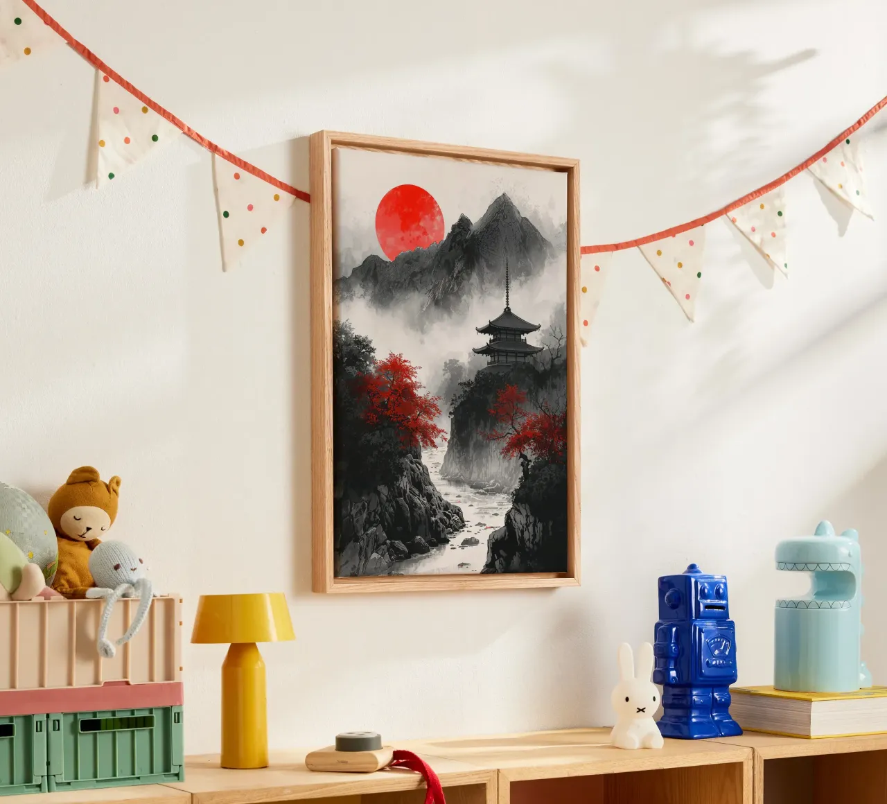 Red Sun Japan tela con Cornice a cassetta da nabakumov