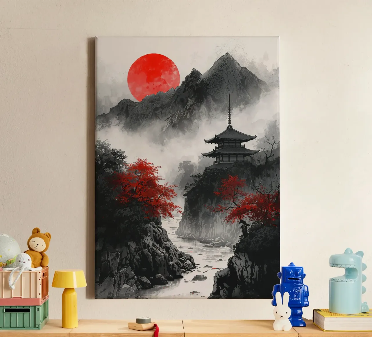 Red Sun Japan tela con Cornice a cassetta da nabakumov
