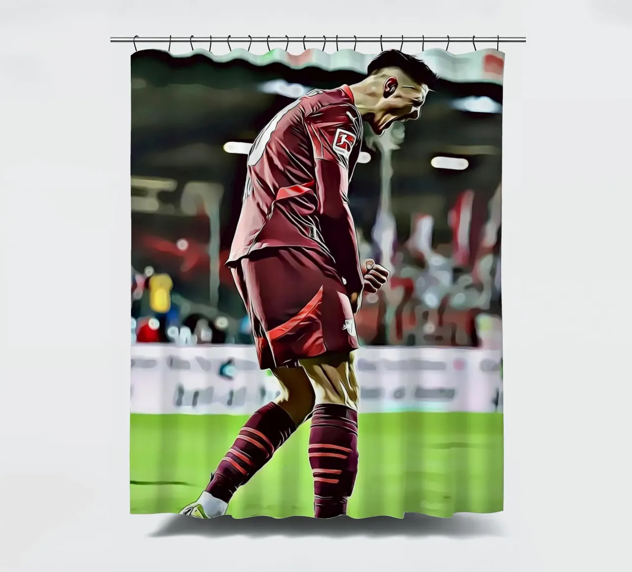 Benjamin Sesko RB Leipzig Jubelpose Poster Duschvorhang von ArdanART