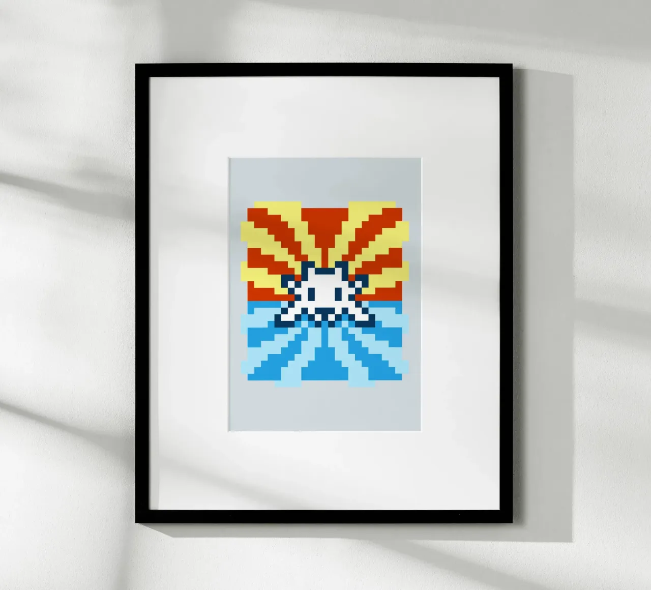 Pixel Space Invader poster con telaio in legno da nabakumov