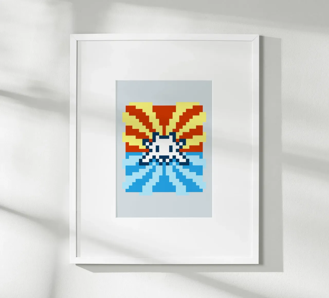 Pixel Space Invader poster con telaio in legno da nabakumov