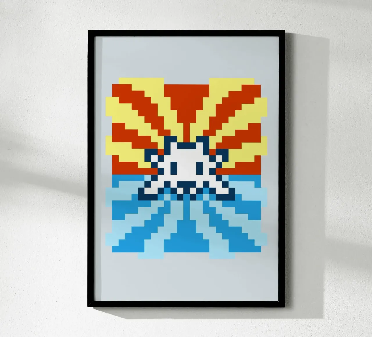 Pixel Space Invader poster con telaio in legno da nabakumov