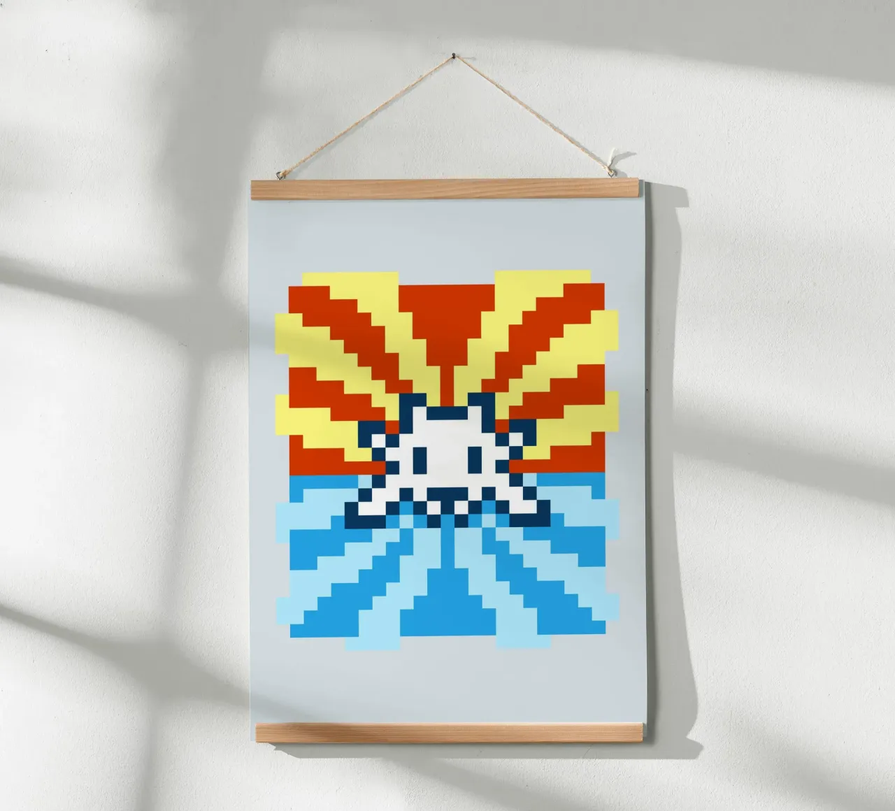 Pixel Space Invader poster con telaio in legno da nabakumov