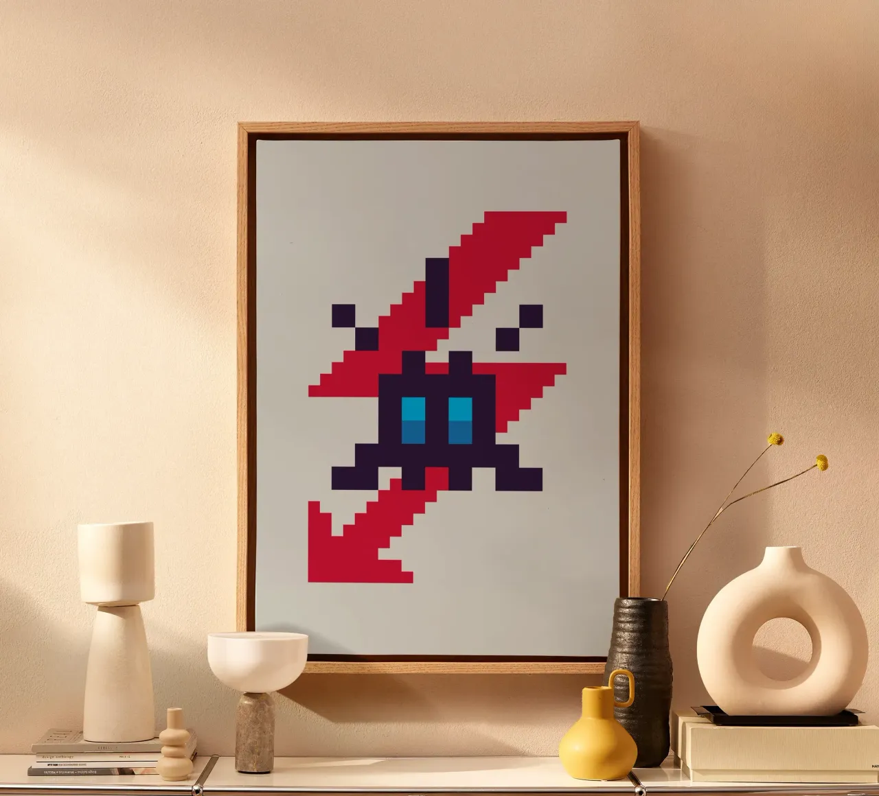 Pixel Space Invader tela con Cornice a cassetta da nabakumov