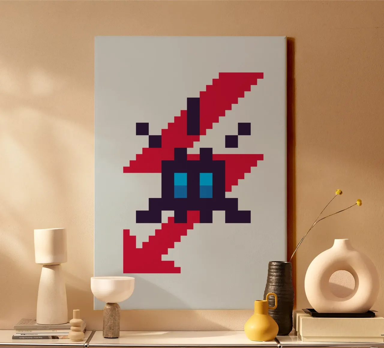 Pixel Space Invader tela con Cornice a cassetta da nabakumov