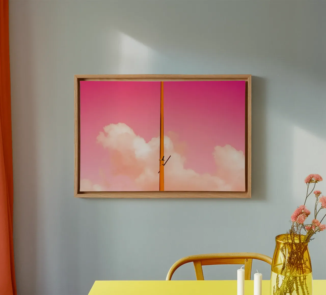 Die rosa Hälfte Leinwand mit Schattenfugenrahmen von Tal Paz-Fridman