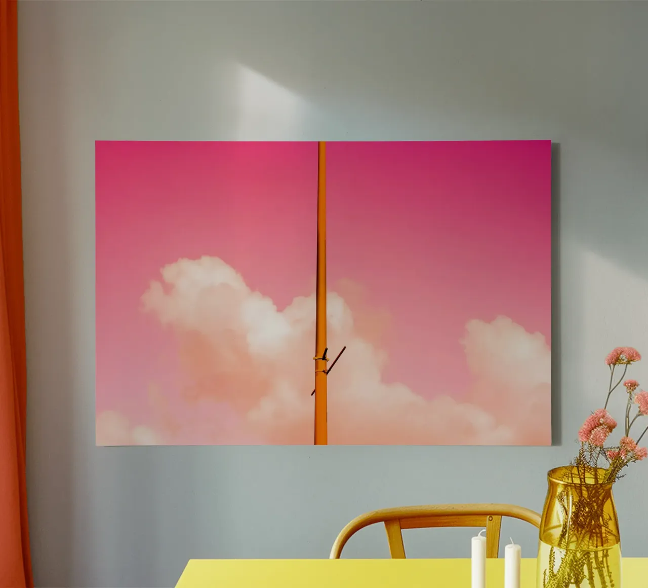 Die rosa Hälfte Leinwand mit Schattenfugenrahmen von Tal Paz-Fridman