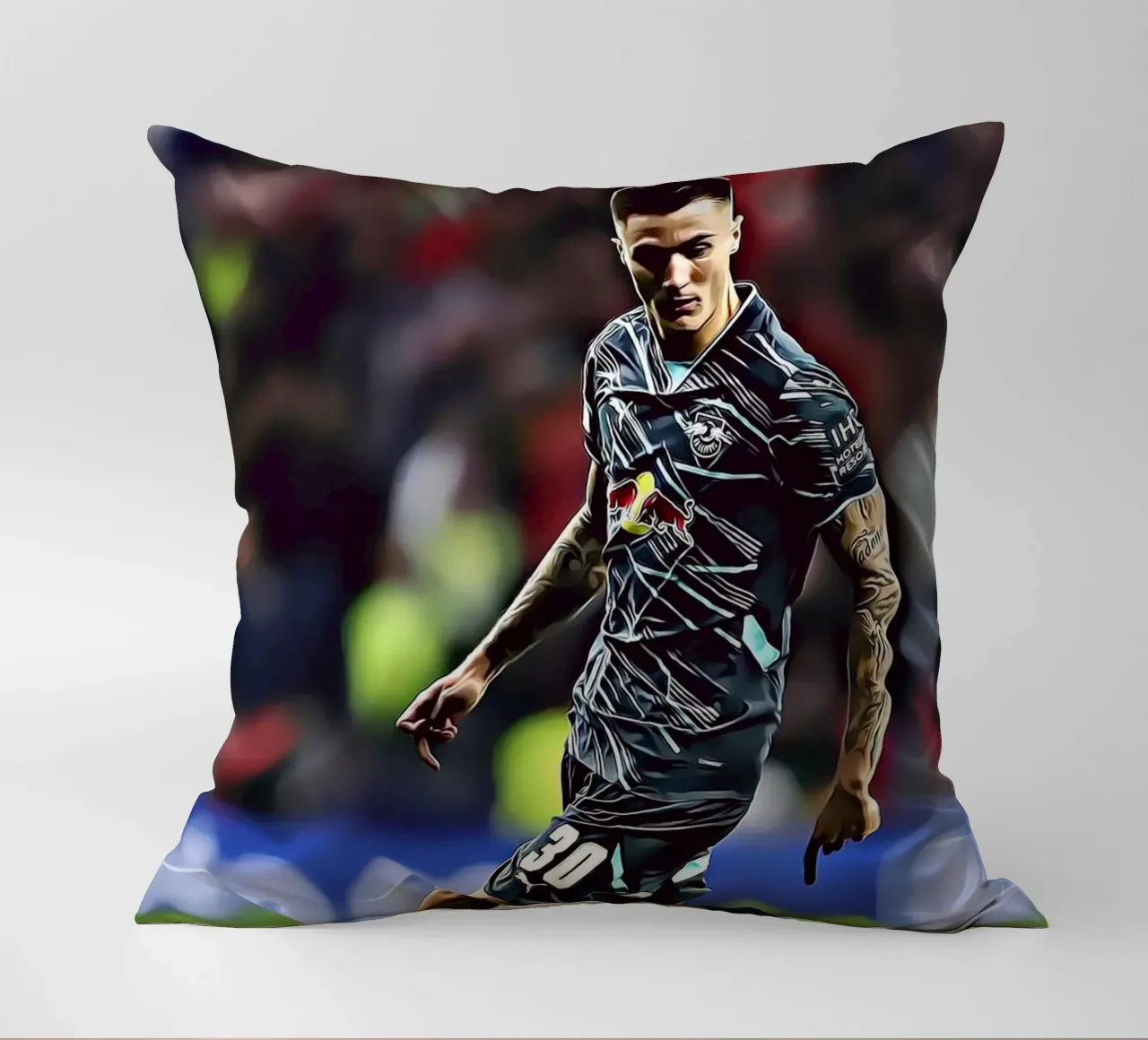 Benjamin Sesko Azione Dribbling Poster RB Leipzig cuscino da ArdanART
