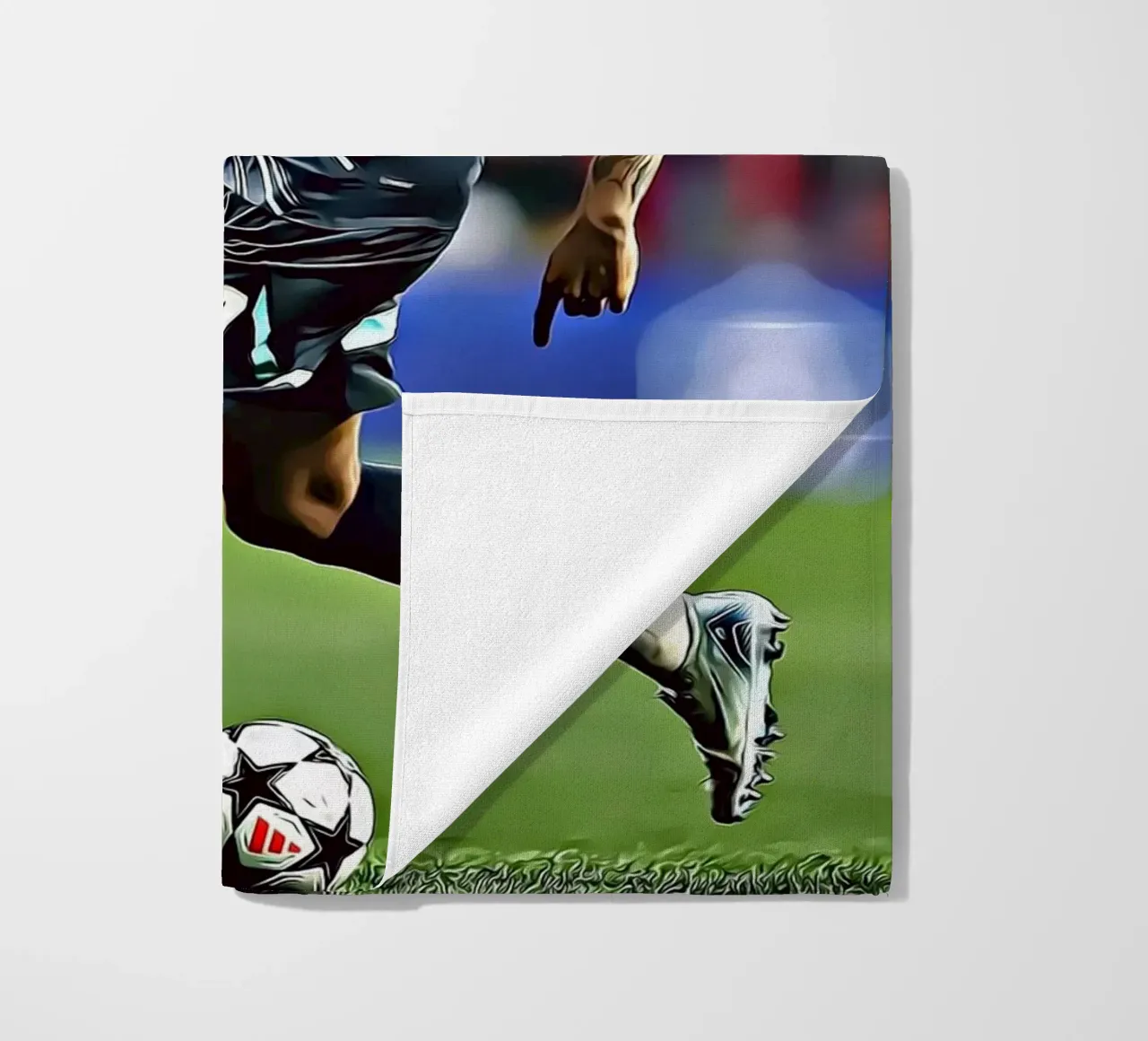Benjamin Sesko Azione Dribbling Poster RB Leipzig telo mare da ArdanART
