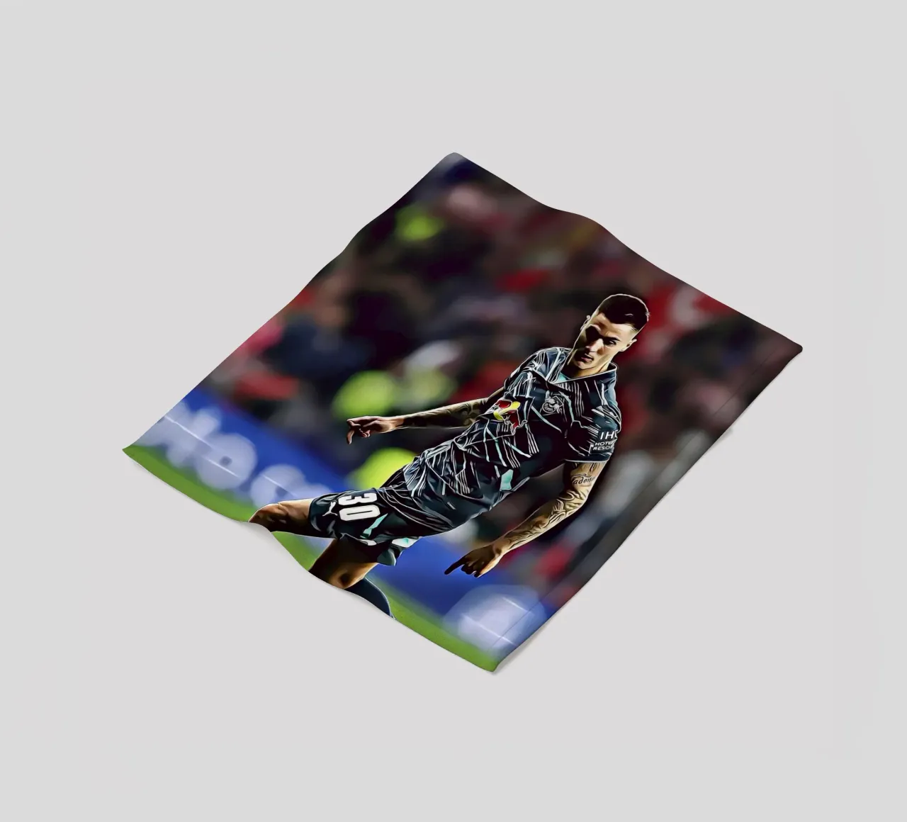 Benjamin Sesko Azione Dribbling Poster RB Leipzig coperta in pile da ArdanART