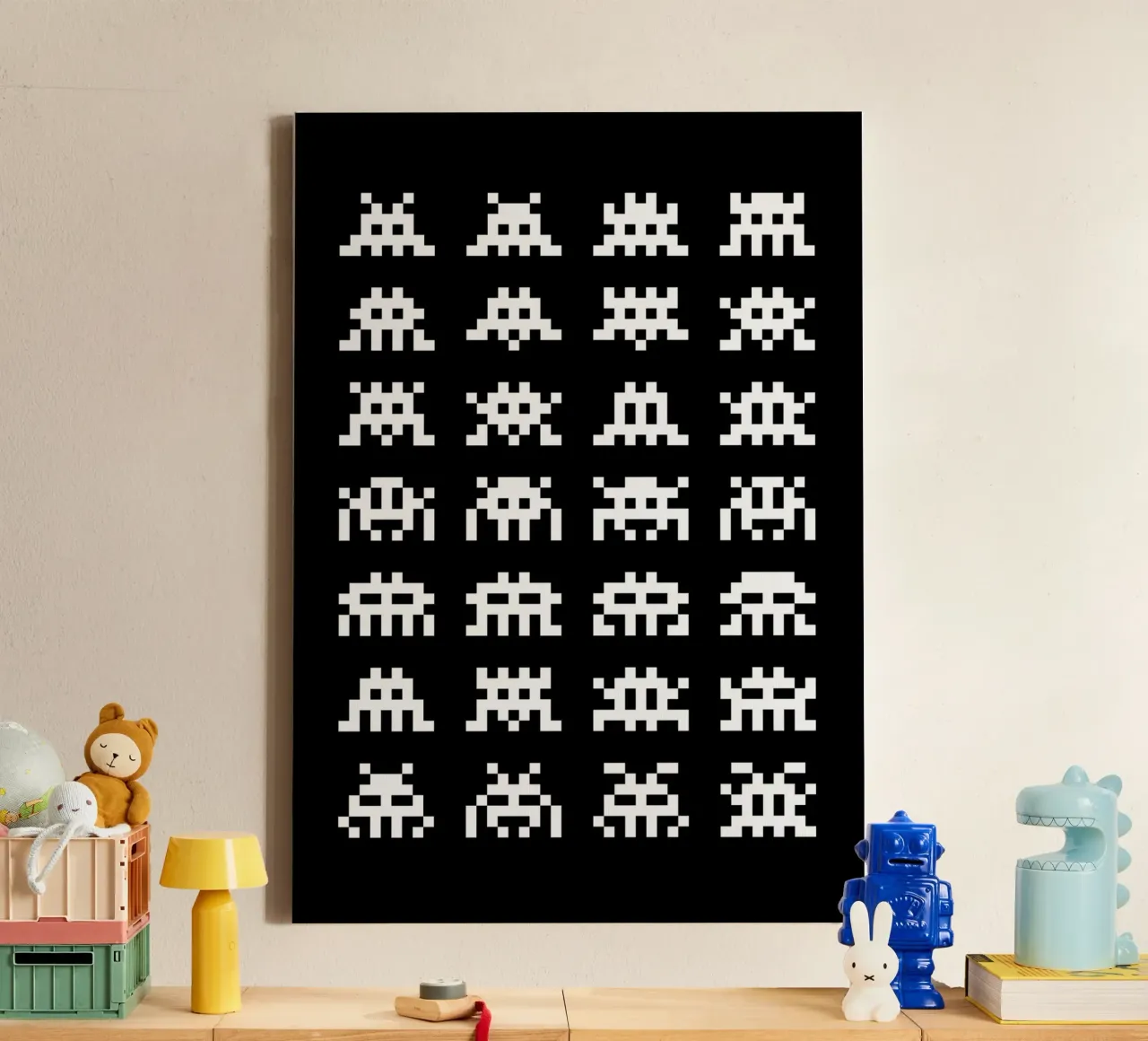 Pixel Space Invader tela con Cornice a cassetta da nabakumov