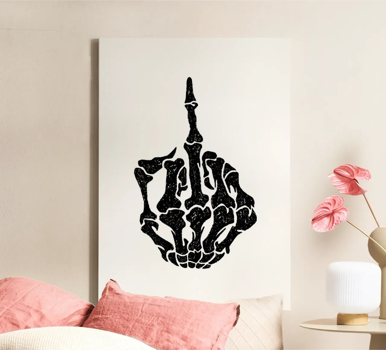 Skeleton Middle Finger tela con Cornice a cassetta da nabakumov