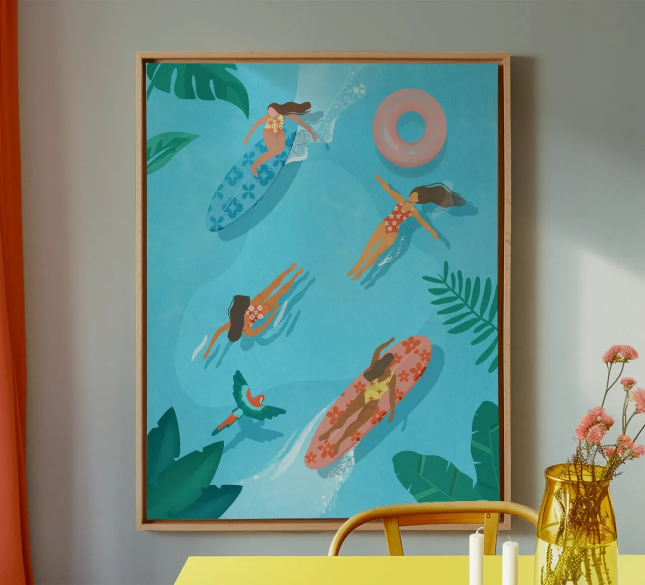 Surfer Paradise lienzo con Marco flotante de PetrArts
