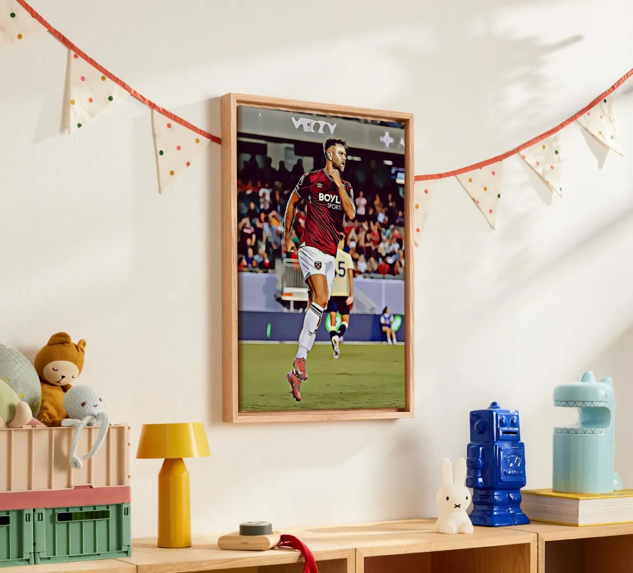 Füllkrug West Ham Claret Jersey Running Poster digitale tela con Cornice a cassetta da ArdanART