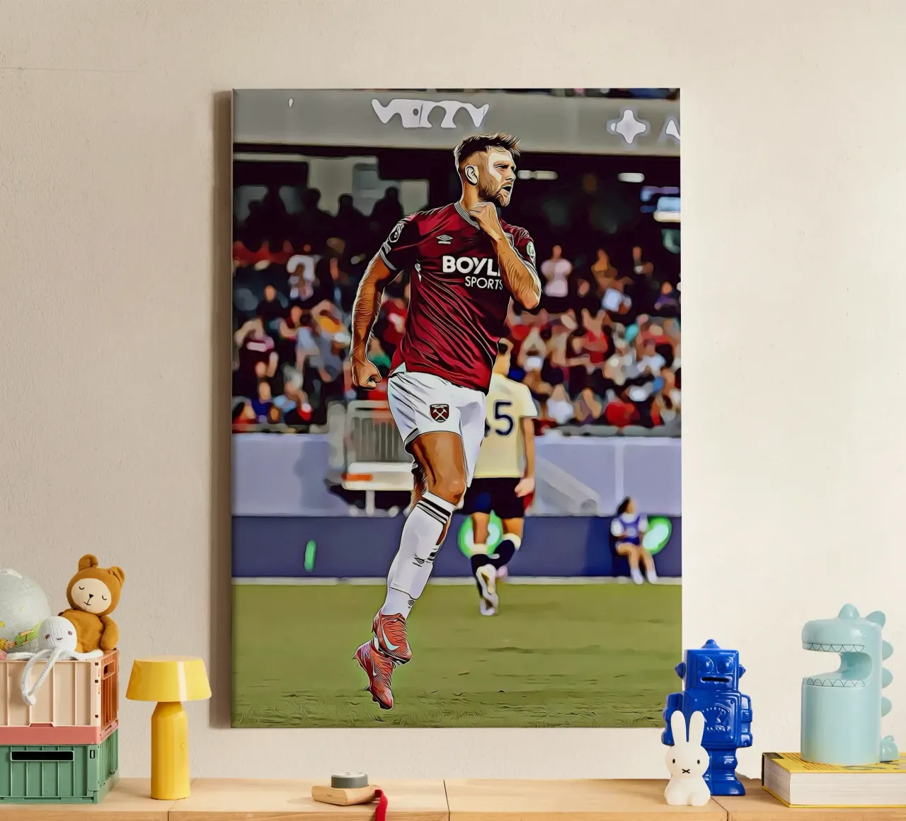 Füllkrug West Ham Claret Jersey Running Poster digitale tela con Cornice a cassetta da ArdanART