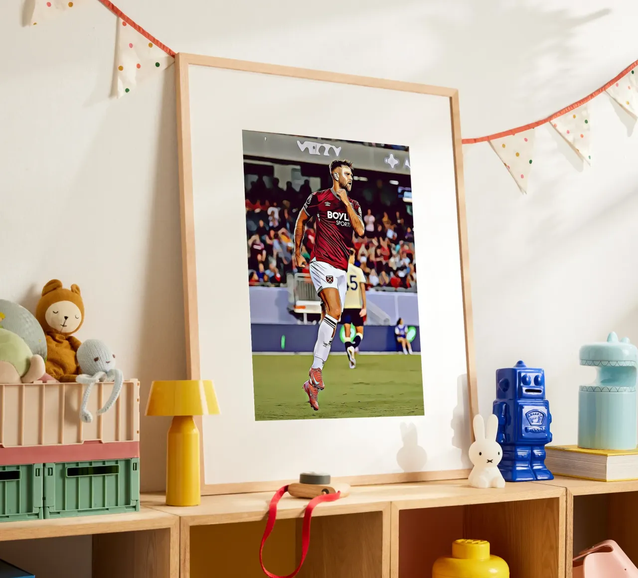 Füllkrug West Ham Claret Jersey Running Poster digitale poster con telaio in plastica da ArdanART