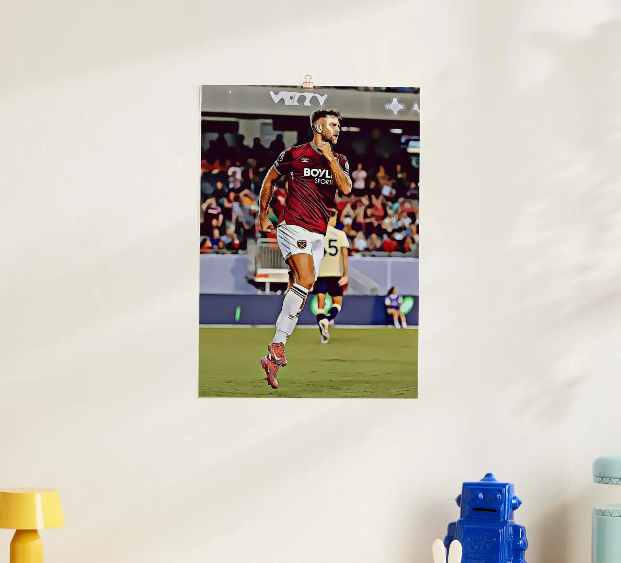 Füllkrug West Ham Claret Jersey Running Poster digitale poster con telaio in plastica da ArdanART