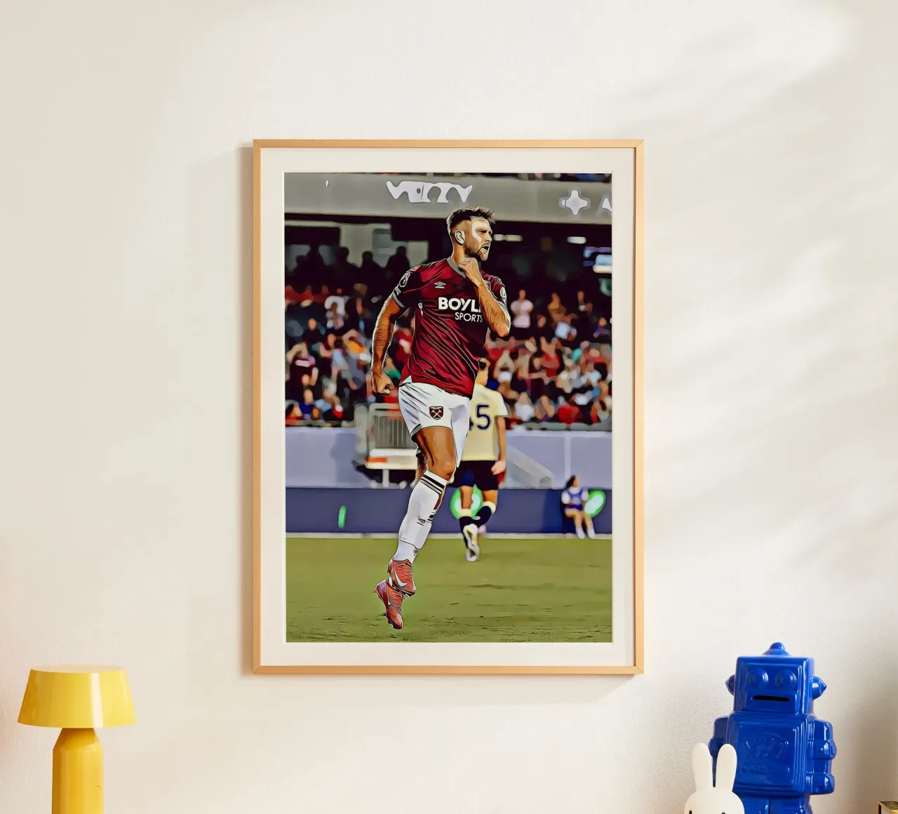 Füllkrug West Ham Claret Jersey Running Poster digitale poster con telaio in plastica da ArdanART
