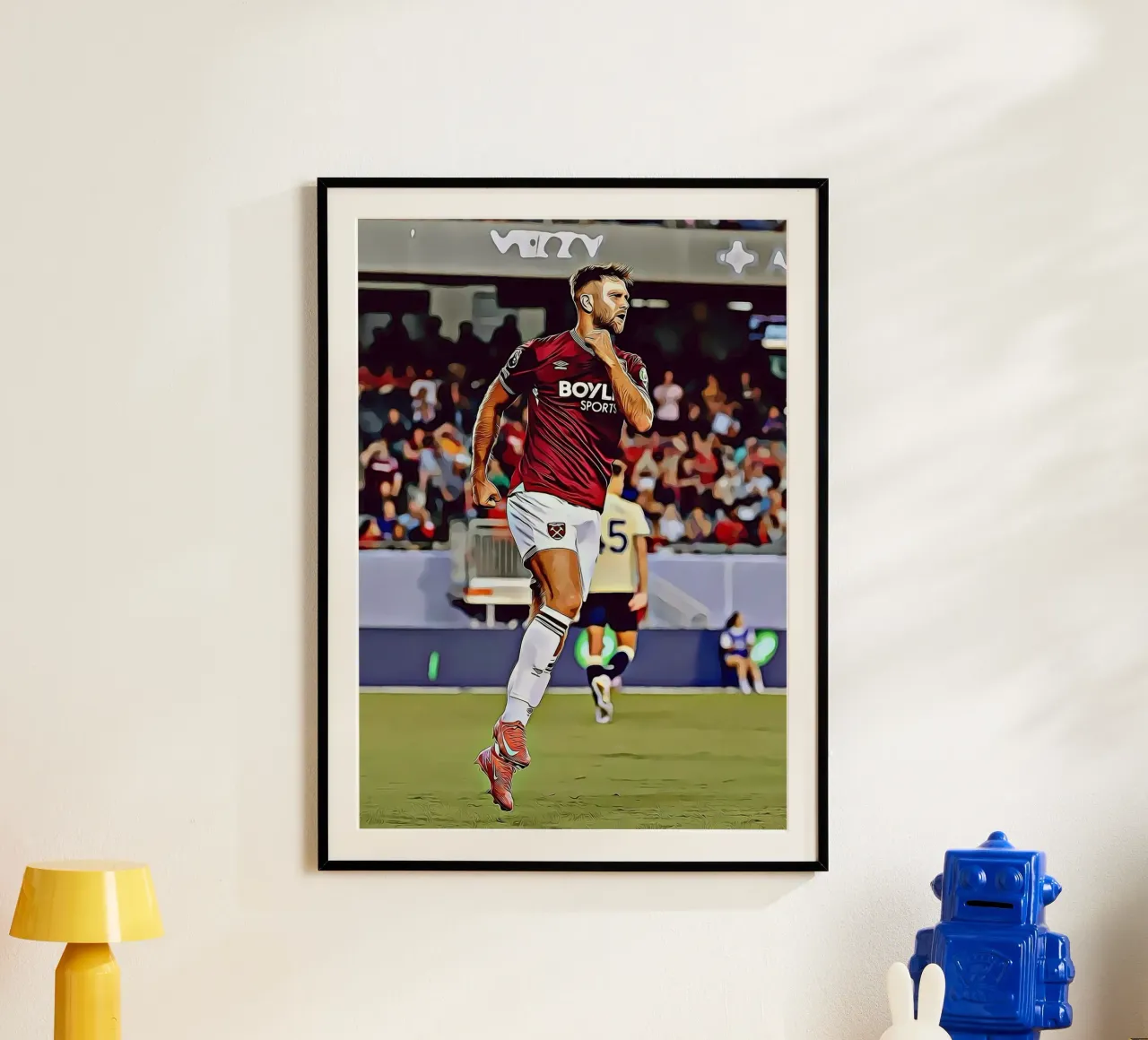 Füllkrug West Ham Claret Jersey Running Poster digitale poster con telaio in plastica da ArdanART