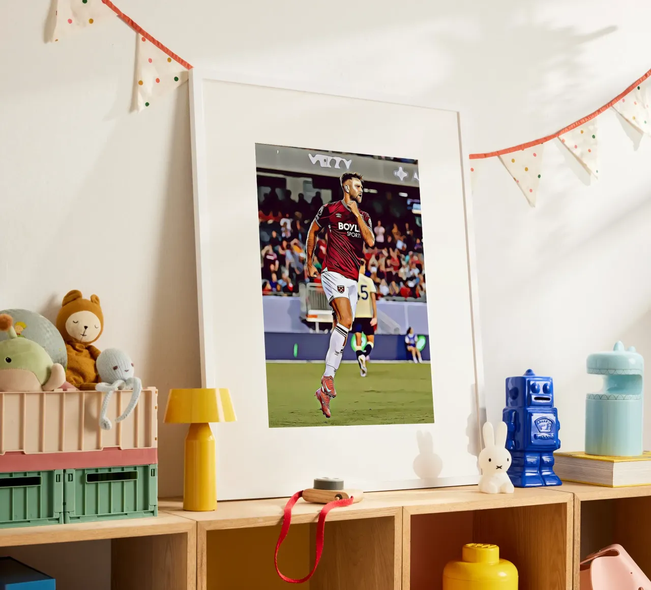 Füllkrug West Ham Claret Jersey Running Poster digitale poster con telaio in plastica da ArdanART