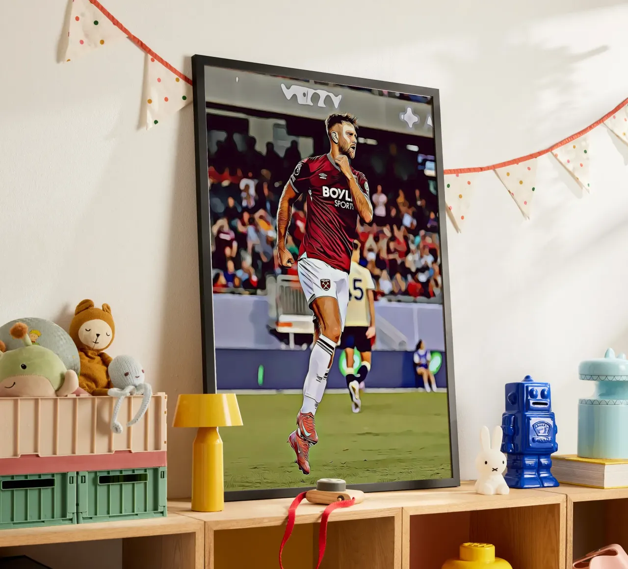 Füllkrug West Ham Claret Jersey Running Poster digitale poster con telaio in plastica da ArdanART