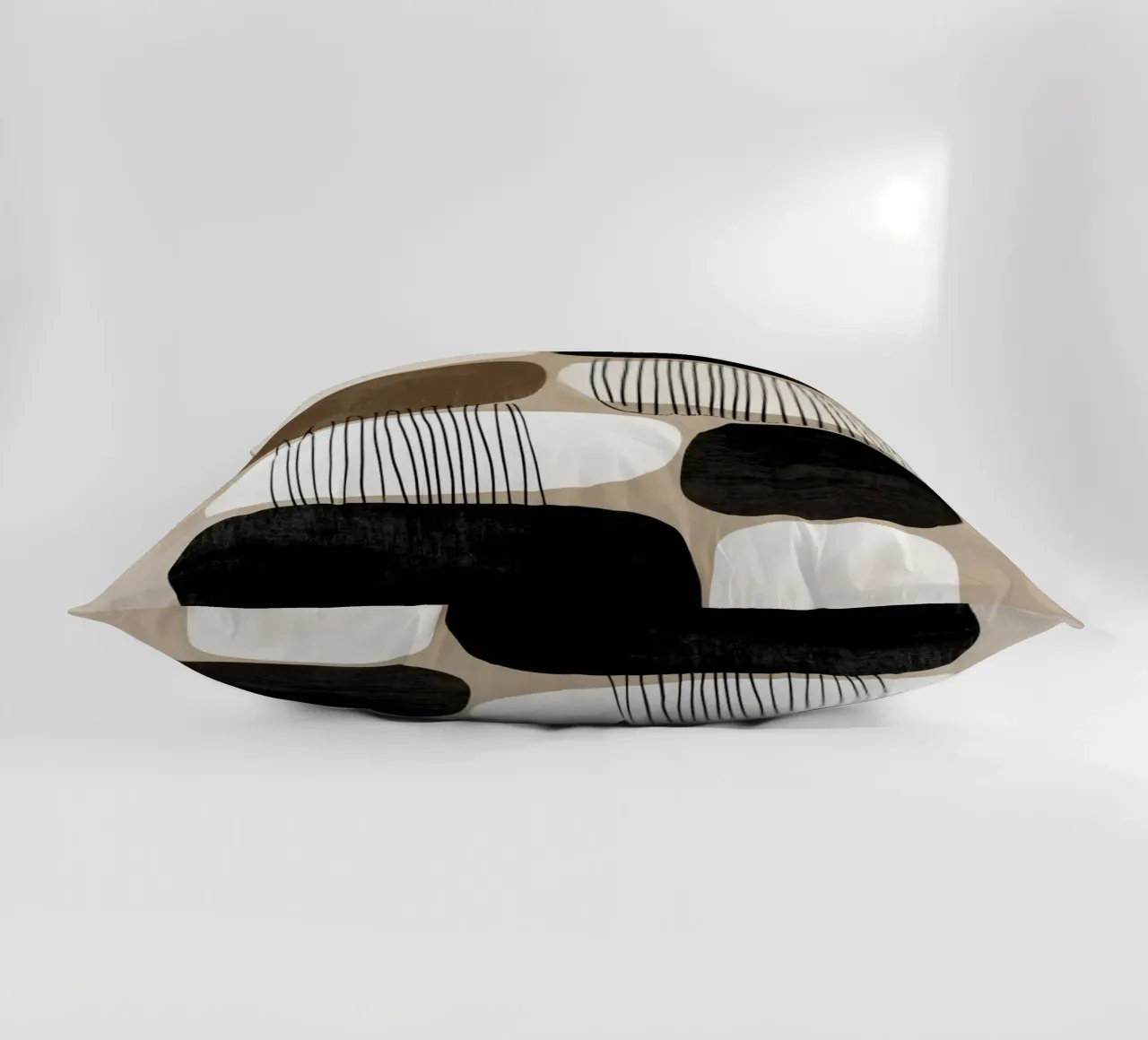 Abstract earth-coloured surfaces and lines | Version A decorative cushion by Autofocus