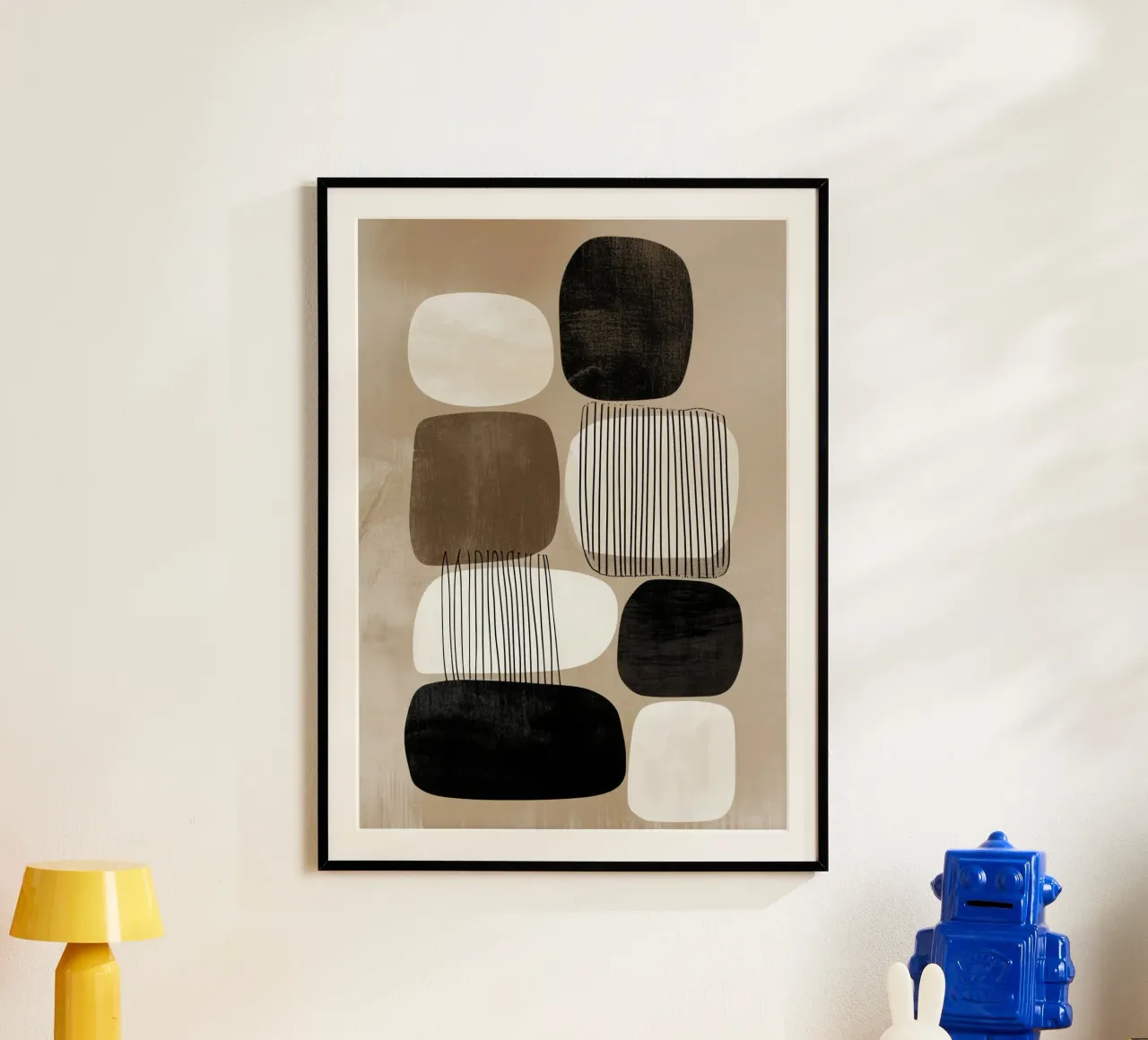 Abstrakte Erdfarbene Flächen und Linien | Version A Poster mit Aluminium Rahmen von Autofocus