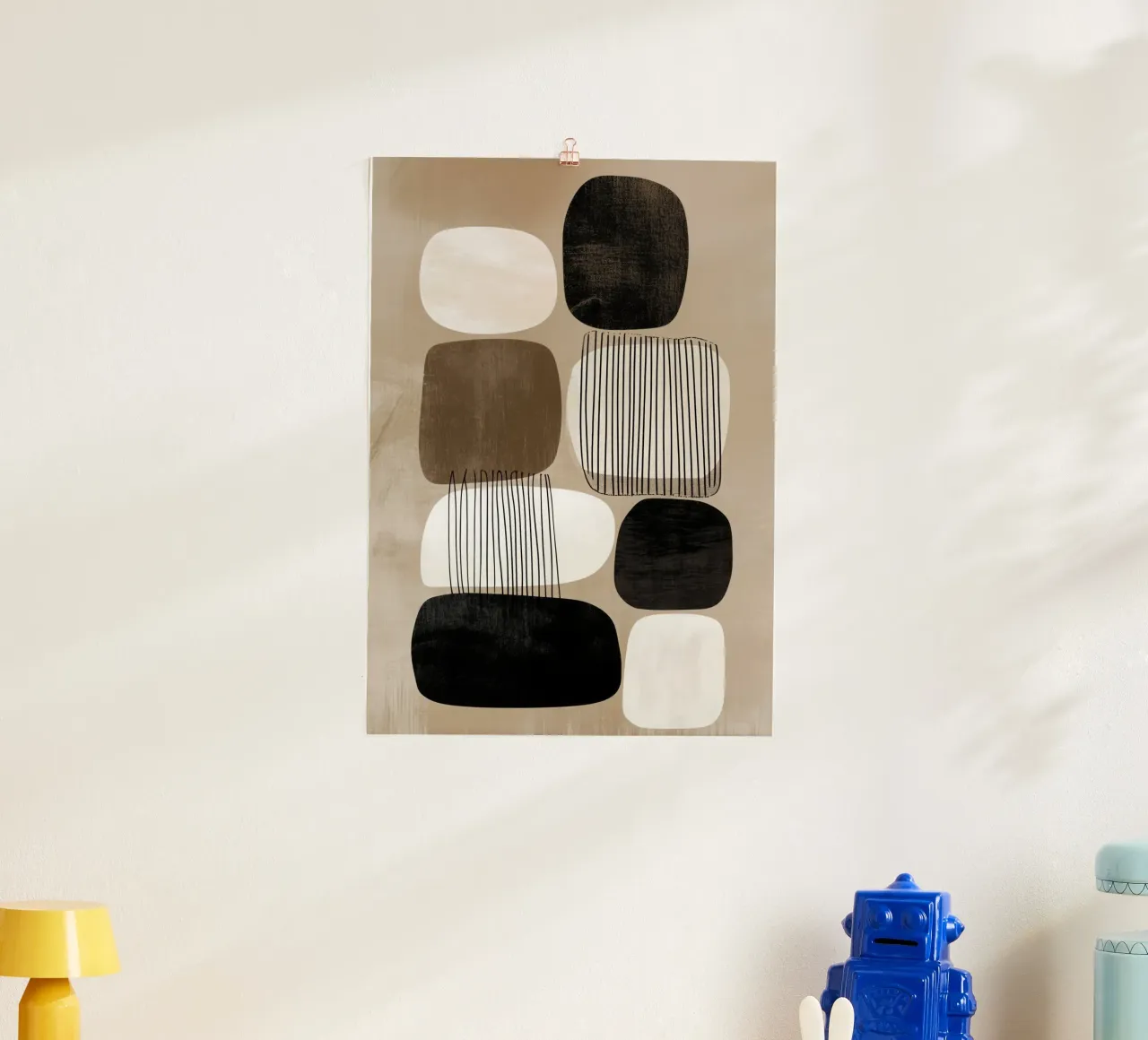Abstrakte Erdfarbene Flächen und Linien | Version A Poster mit Aluminium Rahmen von Autofocus